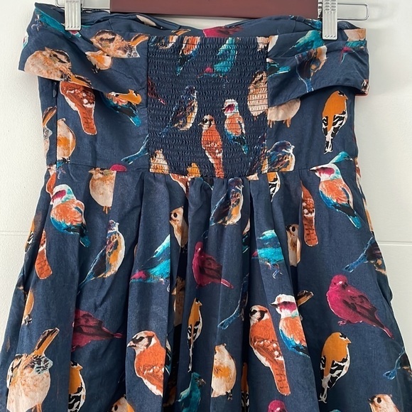 Anthropologie "Native birds "strapless birdie novelty print Quirky Adorable Y2K - Picture 9 of 12